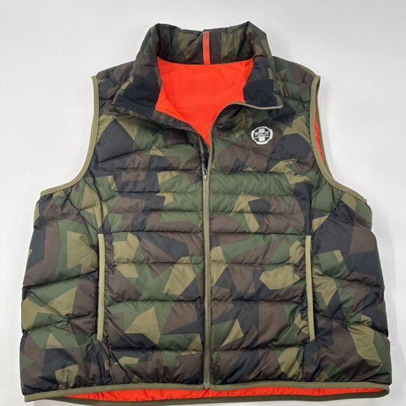 Polo Sport Puffer Vest Mens 2XL Camo Green Blaze Orange Packable Down Outdoor - Picture 1 of 16